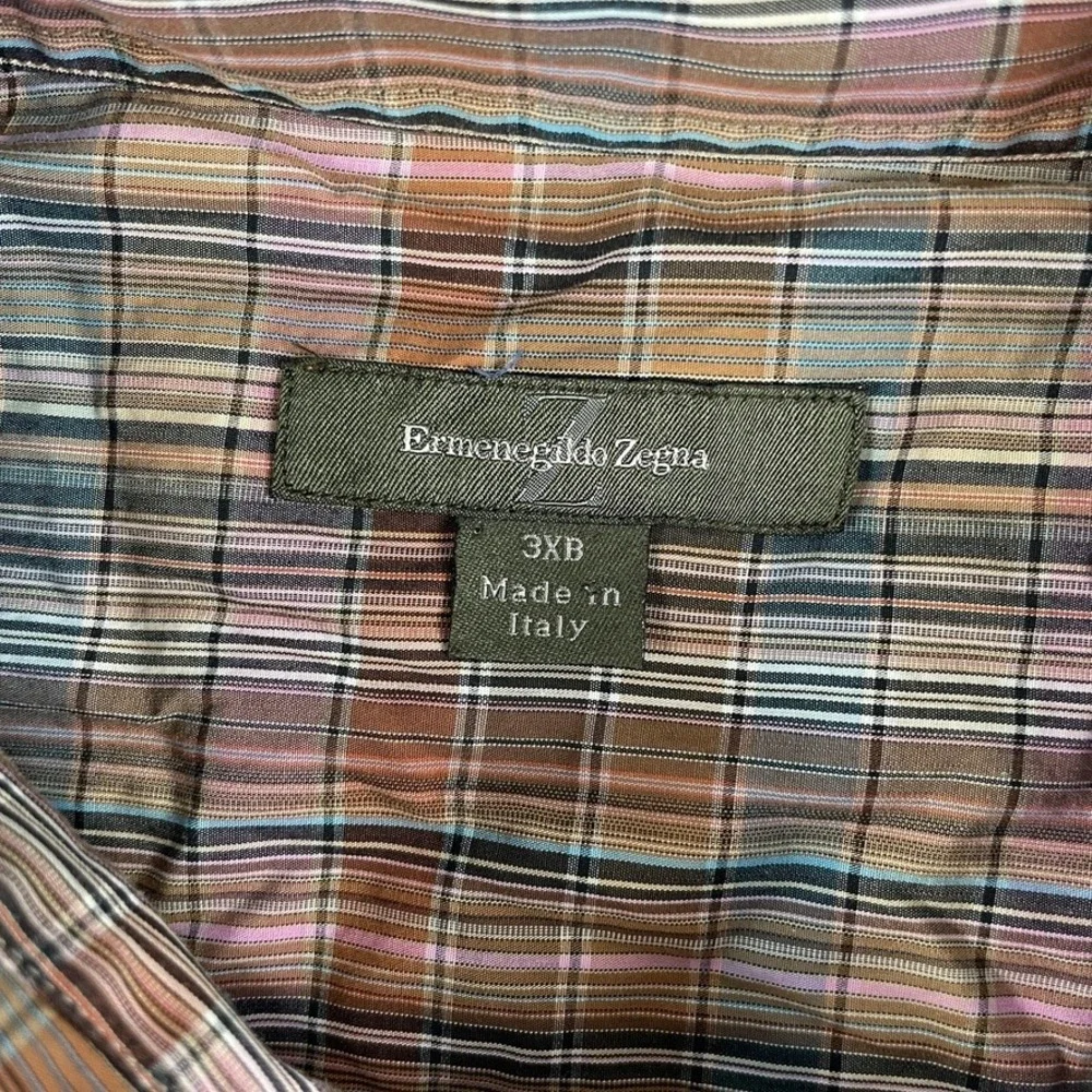 Ermenegildo Zegna Shirt Men's 3XB Multicolor Plaid Long Sleeve Made in Italy EUC